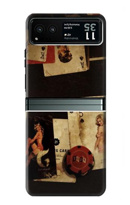 S1069 Old Vintage Sexy Poker Hülle Schutzhülle Taschen für Motorola Razr 40