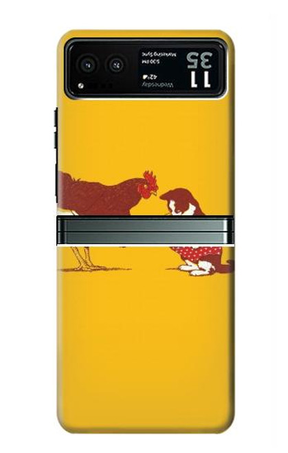 S1093 Rooster and Cat Joke Hülle Schutzhülle Taschen für Motorola Razr 40