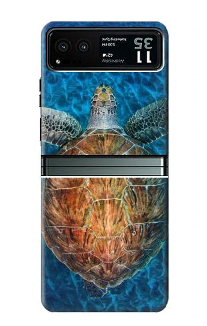 S1249 Blue Sea Turtle Hülle Schutzhülle Taschen für Motorola Razr 40