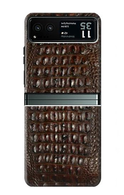 S2850 Brown Skin Alligator Graphic Printed Hülle Schutzhülle Taschen für Motorola Razr 40