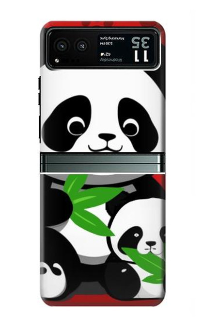 S3929 Cute Panda Eating Bamboo Hülle Schutzhülle Taschen für Motorola Razr 40