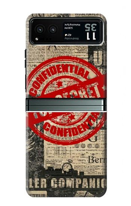 S3937 Text Top Secret Art Vintage Hülle Schutzhülle Taschen für Motorola Razr 40