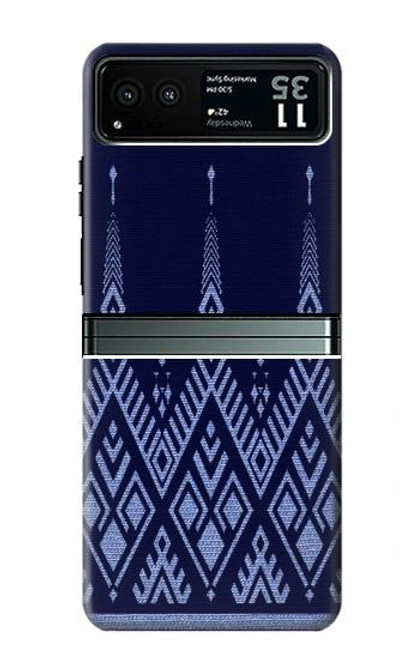 S3950 Textile Thai Blue Pattern Hülle Schutzhülle Taschen für Motorola Razr 40