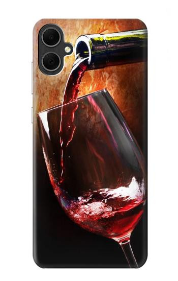 S2396 Red Wine Bottle And Glass Hülle Schutzhülle Taschen für Samsung Galaxy A05