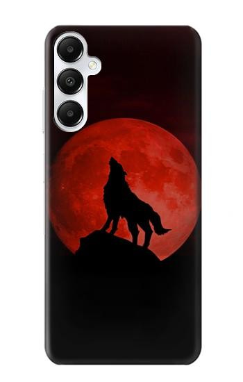 S2955 Wolf Howling Red Moon Hülle Schutzhülle Taschen für Samsung Galaxy A05s