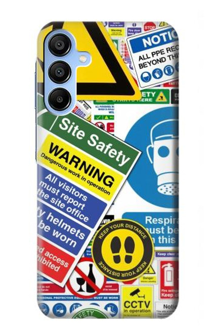 S3960 Safety Signs Sticker Collage Hülle Schutzhülle Taschen für Samsung Galaxy A15 5G