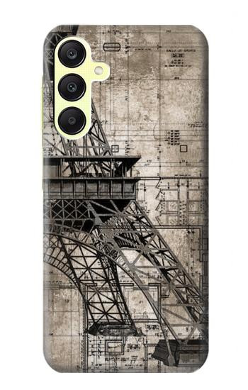 S3416 Eiffel Tower Blueprint Hülle Schutzhülle Taschen für Samsung Galaxy A25 5G