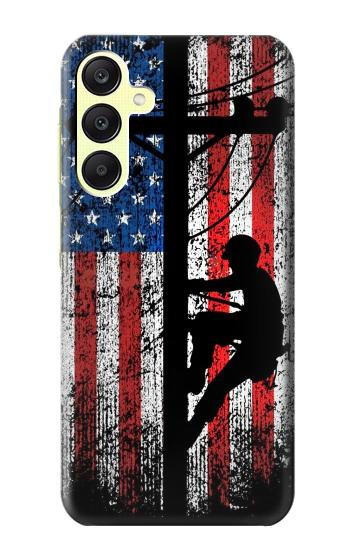 S3803 Electrician Lineman American Flag Hülle Schutzhülle Taschen für Samsung Galaxy A25 5G