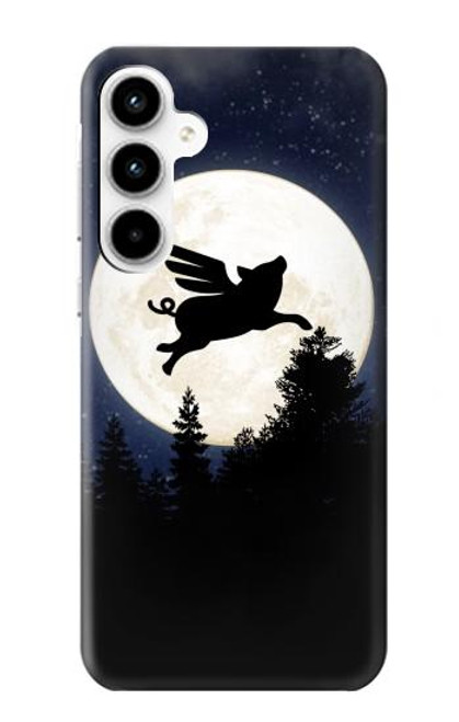 S3289 Flying Pig Full Moon Night Hülle Schutzhülle Taschen für Samsung Galaxy A35 5G
