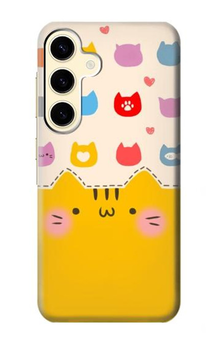 S2442 Cute Cat Cartoon Funny Hülle Schutzhülle Taschen für Samsung Galaxy S24