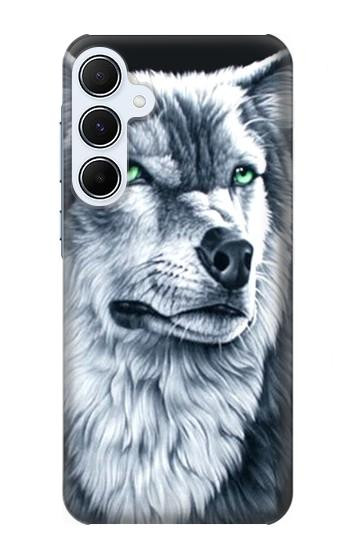 S0123 Grim White Wolf Hülle Schutzhülle Taschen für Samsung Galaxy A55 5G