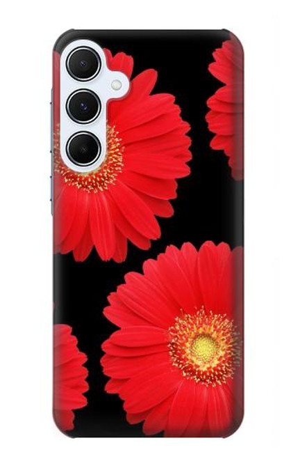 S2478 Red Daisy flower Hülle Schutzhülle Taschen für Samsung Galaxy A55 5G