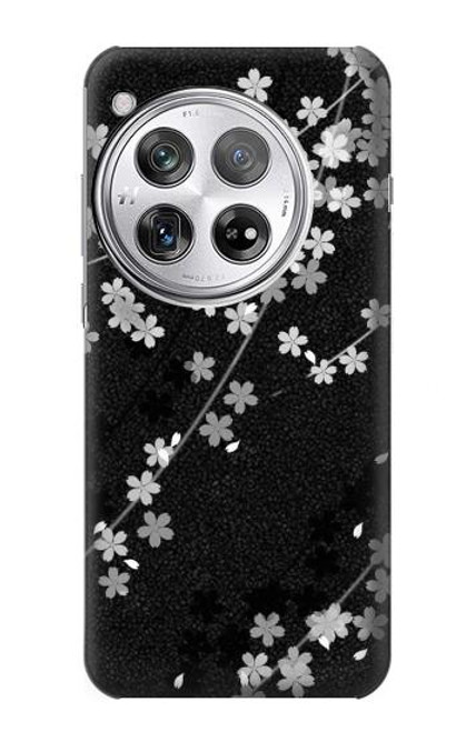 S2544 Japanese Kimono Style Black Flower Pattern Hülle Schutzhülle Taschen für OnePlus 12