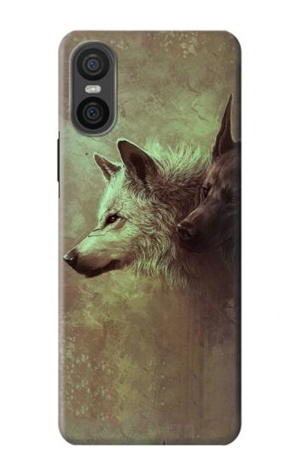 S0931 White Black Wolf Hülle Schutzhülle Taschen für Sony Xperia 10 VI