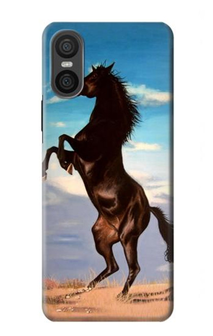 S0934 Wild Black Horse Hülle Schutzhülle Taschen für Sony Xperia 10 VI