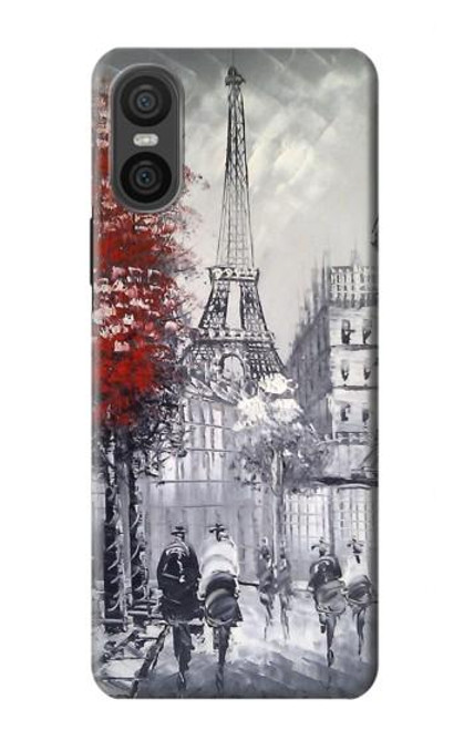 S1295 Eiffel Painting of Paris Hülle Schutzhülle Taschen für Sony Xperia 10 VI