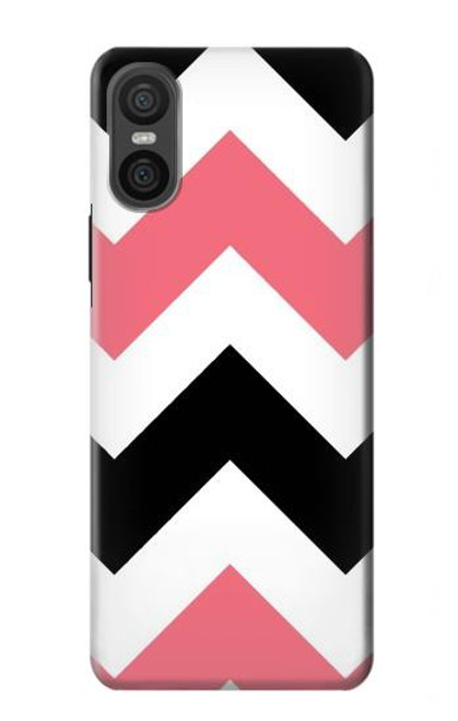 S1849 Pink Black Chevron Zigzag Hülle Schutzhülle Taschen für Sony Xperia 10 VI