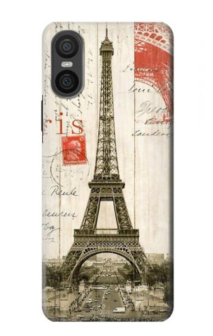 S2108 Eiffel Tower Paris Postcard Hülle Schutzhülle Taschen für Sony Xperia 10 VI
