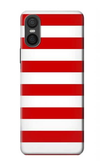 S2364 Red and White Striped Hülle Schutzhülle Taschen für Sony Xperia 10 VI
