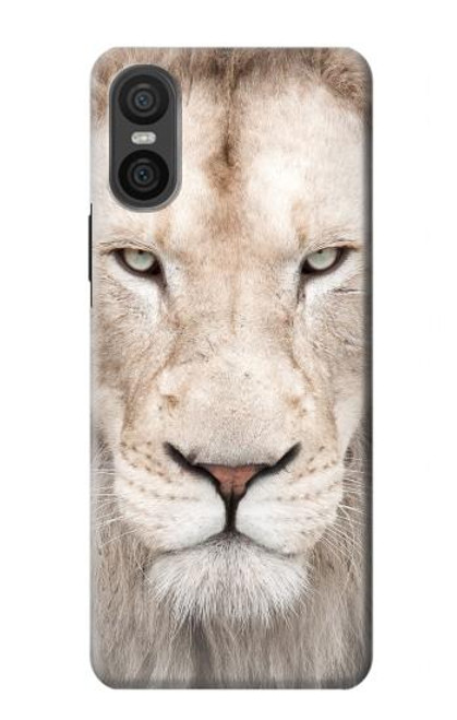 S2399 White Lion Face Hülle Schutzhülle Taschen für Sony Xperia 10 VI