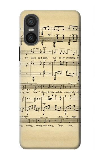 S2504 Vintage Music Sheet Hülle Schutzhülle Taschen für Sony Xperia 10 VI