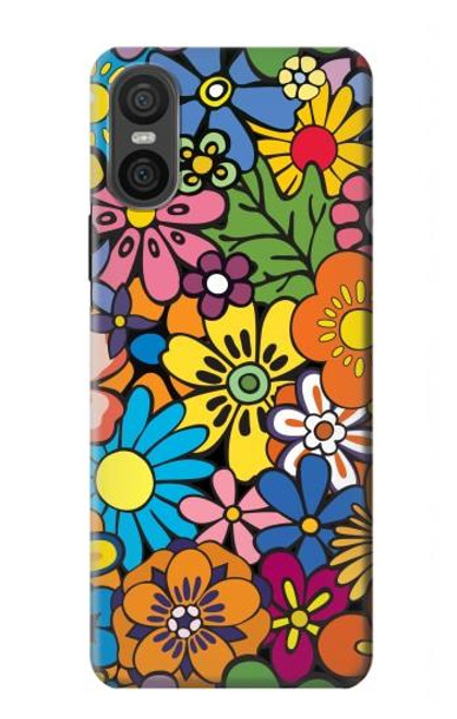 S3281 Colorful Hippie Flowers Pattern Hülle Schutzhülle Taschen für Sony Xperia 10 VI