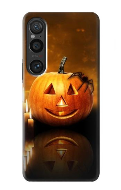 S1083 Pumpkin Spider Candles Halloween Hülle Schutzhülle Taschen für Sony Xperia 1 VI