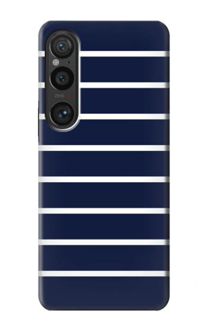 S2767 Navy White Striped Hülle Schutzhülle Taschen für Sony Xperia 1 VI