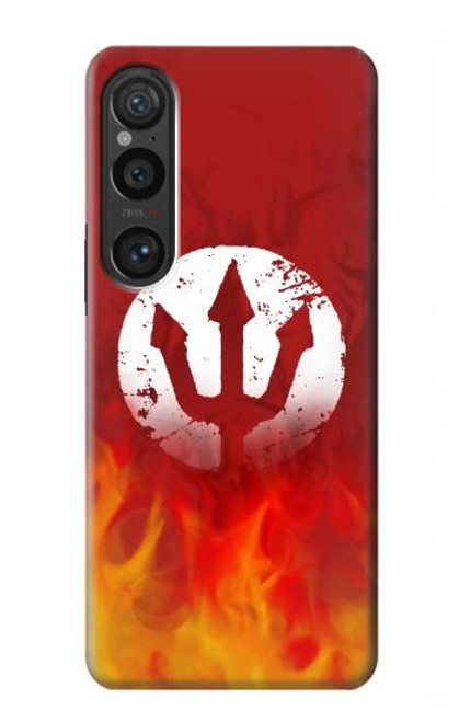 S2803 Fire Red Devil Spear Symbol Hülle Schutzhülle Taschen für Sony Xperia 1 VI