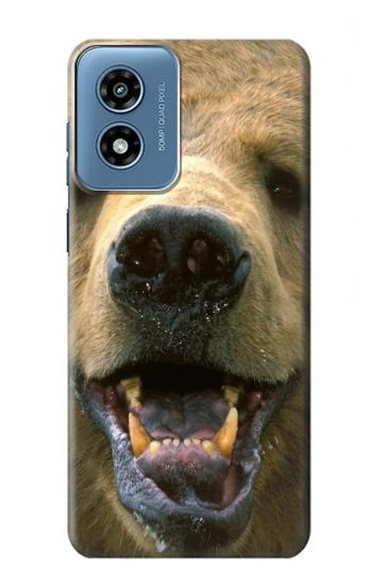 S0840 Grizzly Bear Face Hülle Schutzhülle Taschen für Motorola Moto G Play 4G (2024)