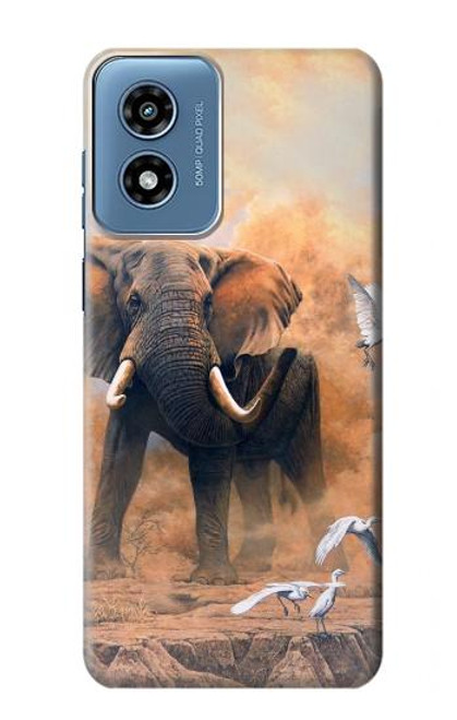 S1292 Dusty Elephant Egrets Hülle Schutzhülle Taschen für Motorola Moto G Play 4G (2024)