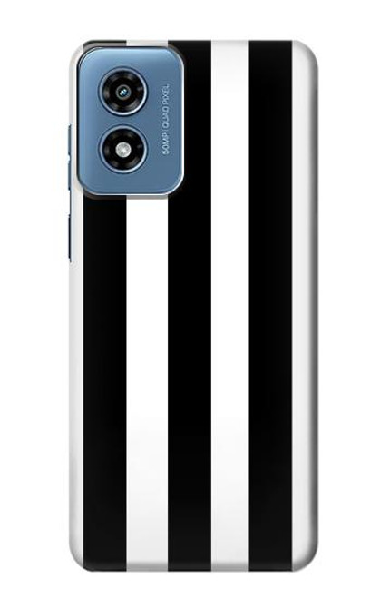 S2297 Black and White Vertical Stripes Hülle Schutzhülle Taschen für Motorola Moto G Play 4G (2024)