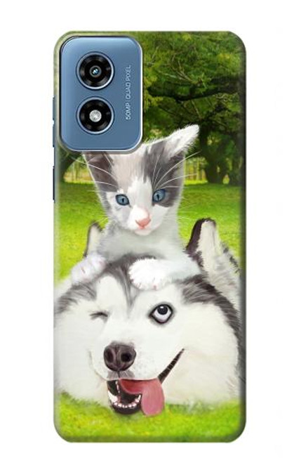 S3795 Kitten Cat Playful Siberian Husky Dog Paint Hülle Schutzhülle Taschen für Motorola Moto G Play 4G (2024)