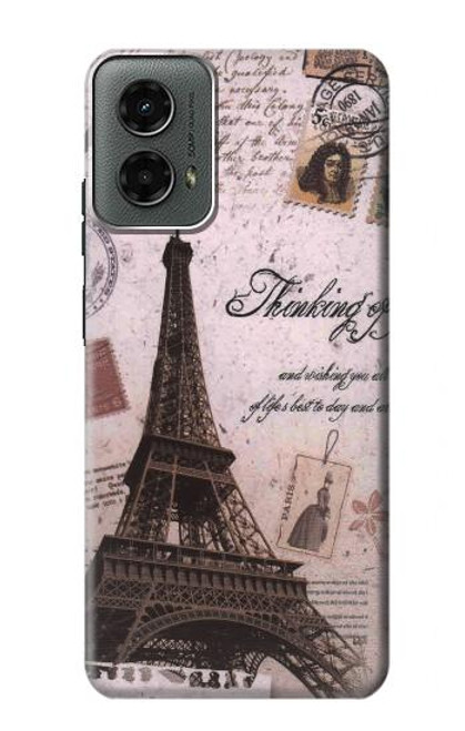 S2211 Paris Postcard Eiffel Tower Hülle Schutzhülle Taschen für Motorola Moto G 5G (2024)