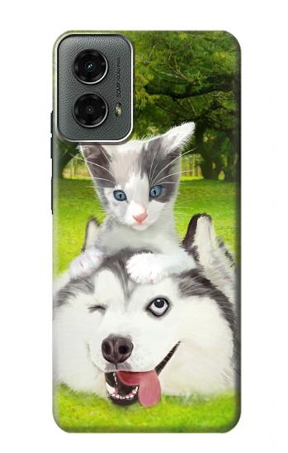 S3795 Kitten Cat Playful Siberian Husky Dog Paint Hülle Schutzhülle Taschen für Motorola Moto G 5G (2024)