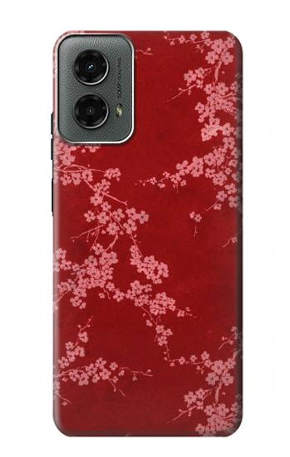 S3817 Red Floral Cherry blossom Pattern Hülle Schutzhülle Taschen für Motorola Moto G 5G (2024)