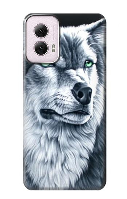 S0123 Grim White Wolf Hülle Schutzhülle Taschen für Motorola Moto G Power 5G (2024)
