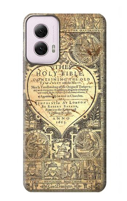 S0330 Bible Page Hülle Schutzhülle Taschen für Motorola Moto G Power 5G (2024)