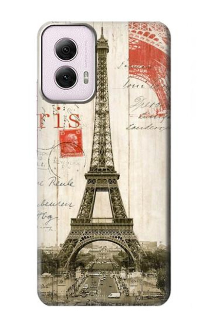 S2108 Eiffel Tower Paris Postcard Hülle Schutzhülle Taschen für Motorola Moto G Power 5G (2024)