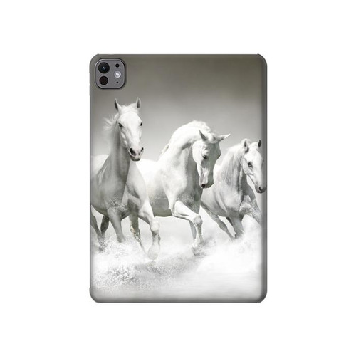 S0933 White Horses Hülle Schutzhülle Taschen für iPad Pro 11 (2024,2025)