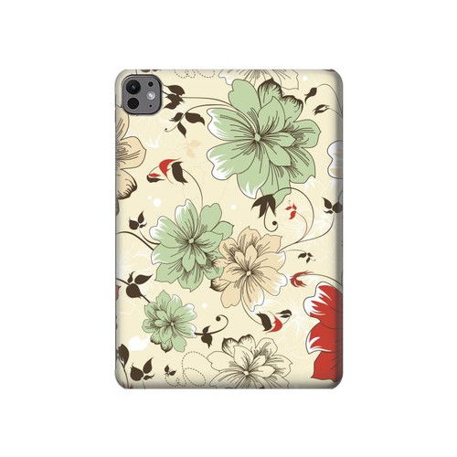 S2179 Flower Floral Vintage Art Pattern Hülle Schutzhülle Taschen für iPad Pro 11 (2024,2025)