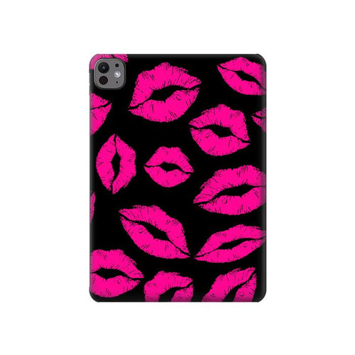S2933 Pink Lips Kisses on Black Hülle Schutzhülle Taschen für iPad Pro 11 (2024,2025)
