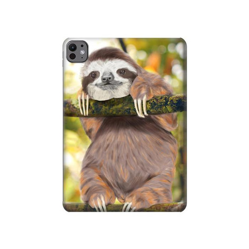 S3138 Cute Baby Sloth Paint Hülle Schutzhülle Taschen für iPad Pro 11 (2024,2025)