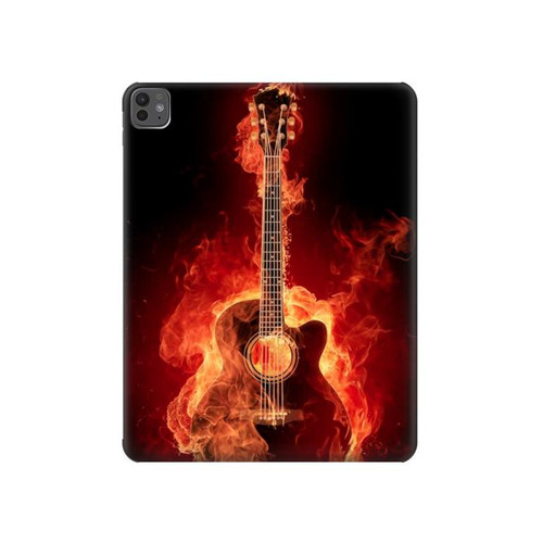S0415 Fire Guitar Burn Hülle Schutzhülle Taschen für iPad Pro 13 (2024,2025), Air 13 2026