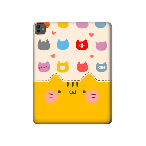 S2442 Cute Cat Cartoon Funny Hülle Schutzhülle Taschen für iPad Pro 13 (2024,2025)