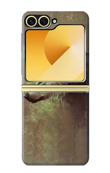 S0931 White Black Wolf Hülle Schutzhülle Taschen für Samsung Galaxy Z Flip 6, Flip 7 FE