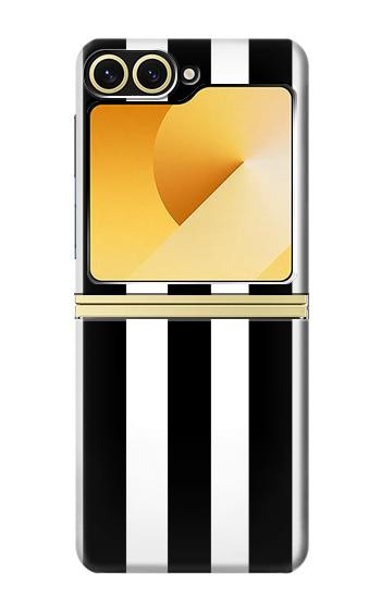 S2297 Black and White Vertical Stripes Hülle Schutzhülle Taschen für Samsung Galaxy Z Flip 6, Flip 7 FE