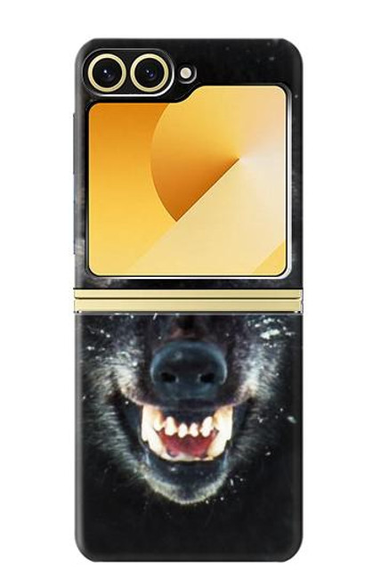 S2823 Black Wolf Blue Eyes Face Hülle Schutzhülle Taschen für Samsung Galaxy Z Flip 6, Flip 7 FE