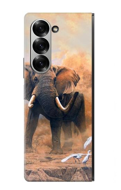 S1292 Dusty Elephant Egrets Hülle Schutzhülle Taschen für Samsung Galaxy Z Fold 6
