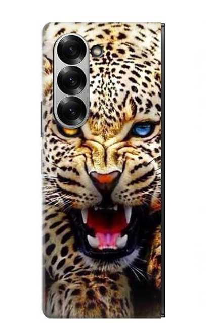 S1932 Blue Eyed Leopard Hülle Schutzhülle Taschen für Samsung Galaxy Z Fold 6